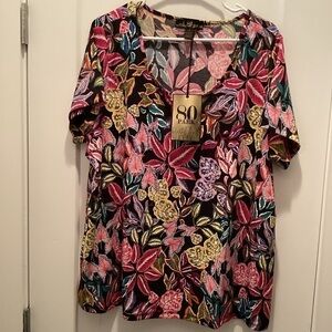 NWT 80 Park‎ Floral Blouse Size 2X